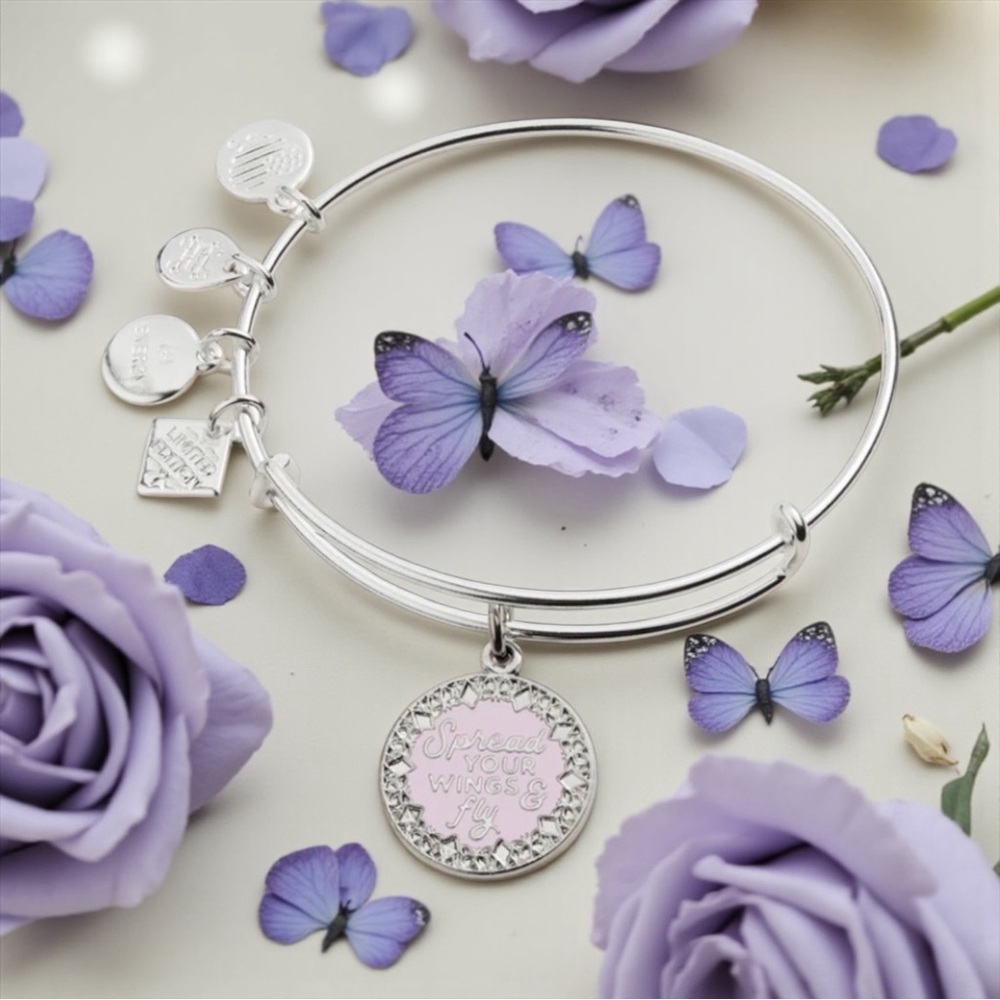 💜ALEX AND ANI💜”Limited Edition”Spread Your Winds & Fly Charm Bangle/EUC